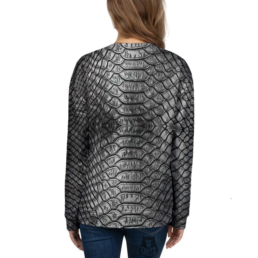 Snakeskin Black And Tan Print Pattern Women's Sweatshirt-grizzshop