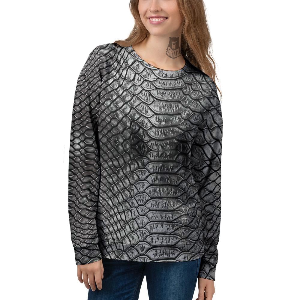 Snakeskin Black And Tan Print Pattern Women's Sweatshirt-grizzshop