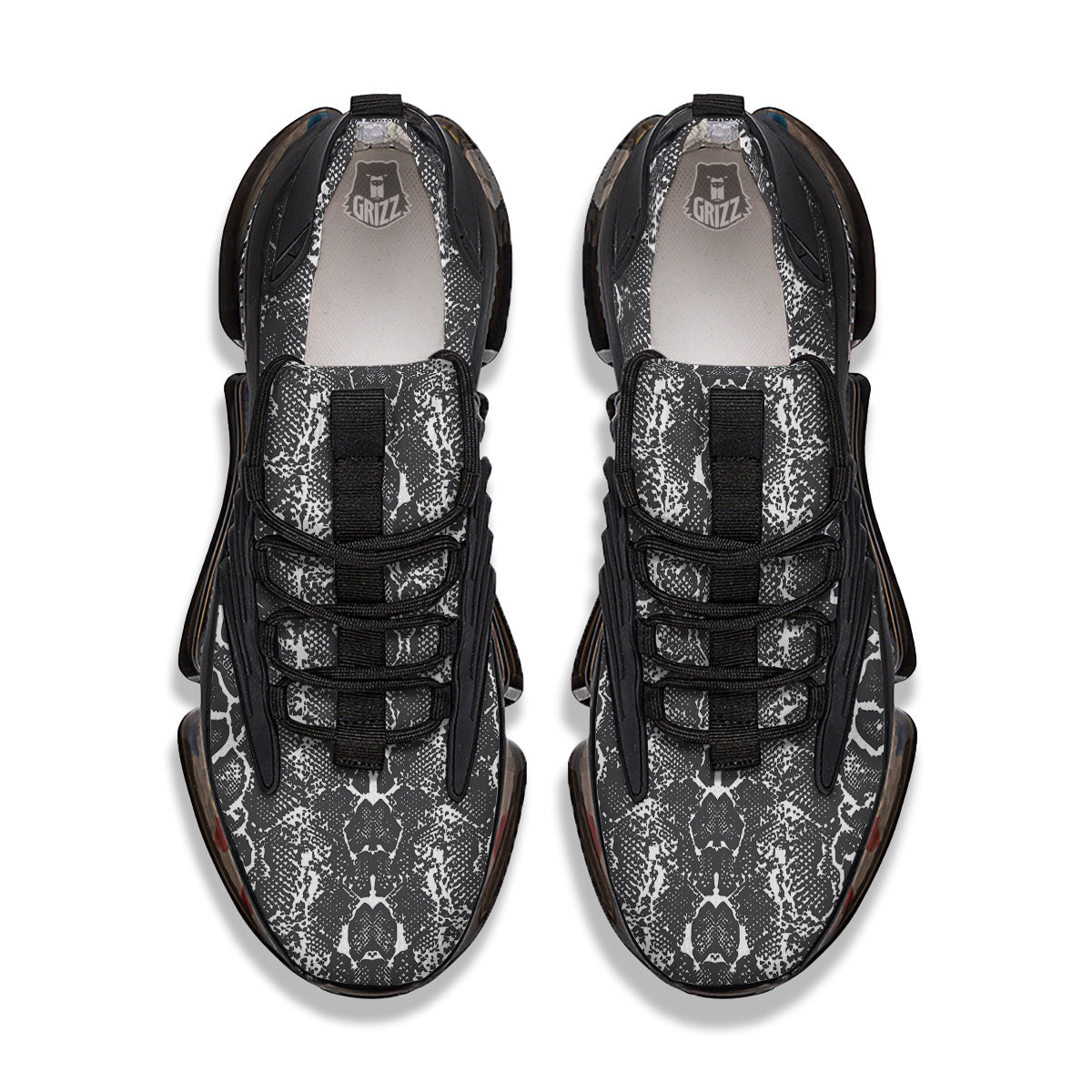 Snakeskin Black Print Black Gym Shoes-grizzshop