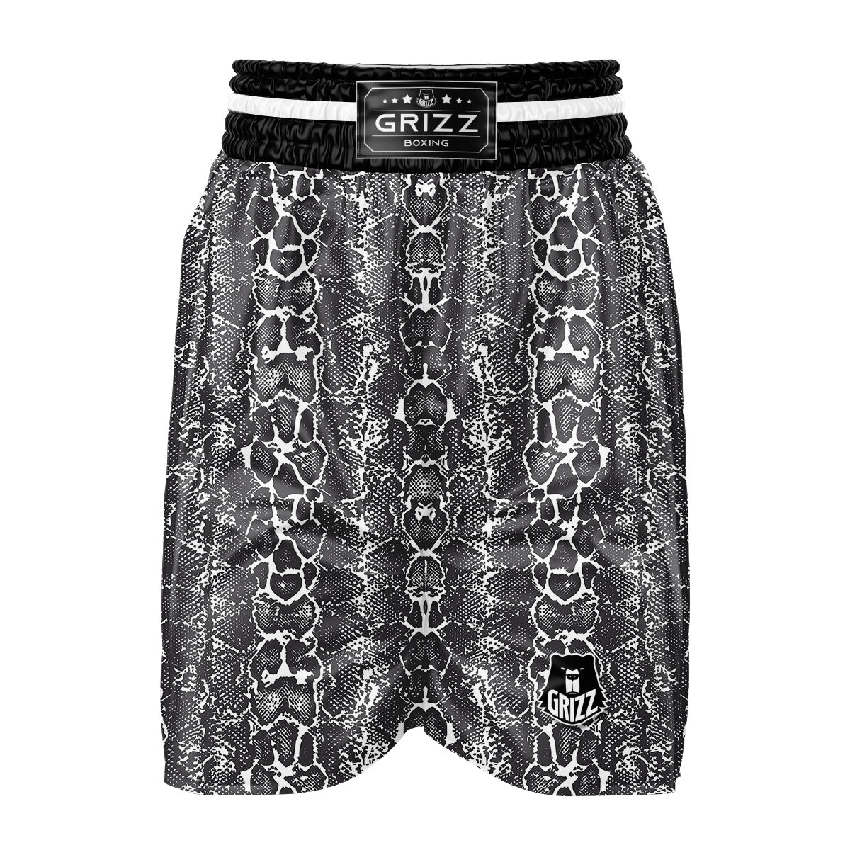 Snakeskin Black Print Boxing Shorts-grizzshop