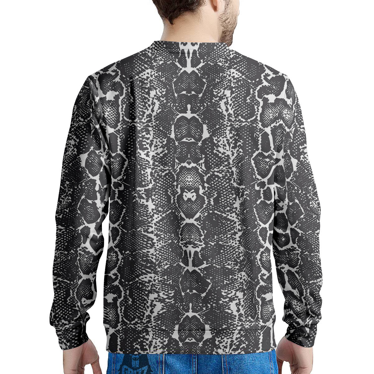 Snakeskin Black Print Men's Sweatshirt-grizzshop