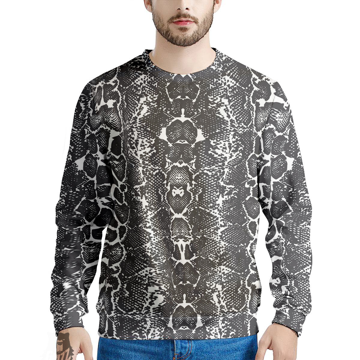 Snakeskin Black Print Men's Sweatshirt-grizzshop