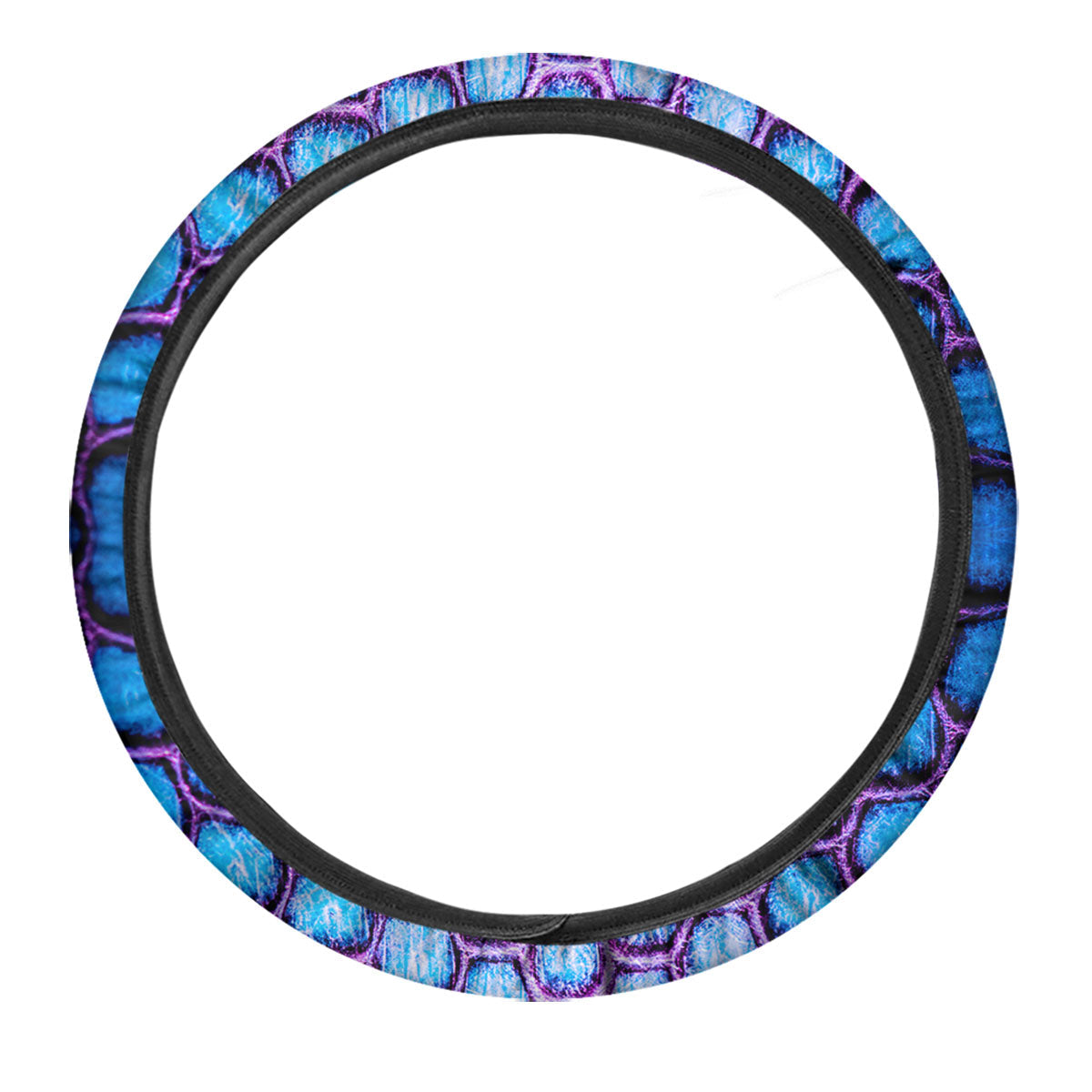 Snakeskin Blue And Purple Print Pattern Car Steering Wheel Cover-grizzshop