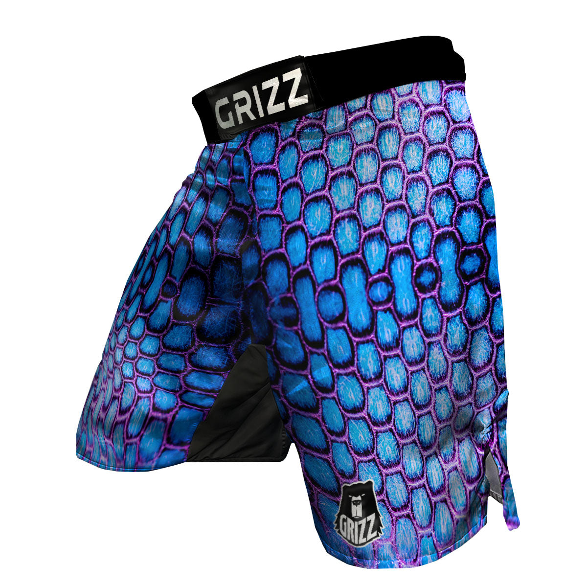 Snakeskin Blue And Purple Print Pattern MMA Shorts-grizzshop