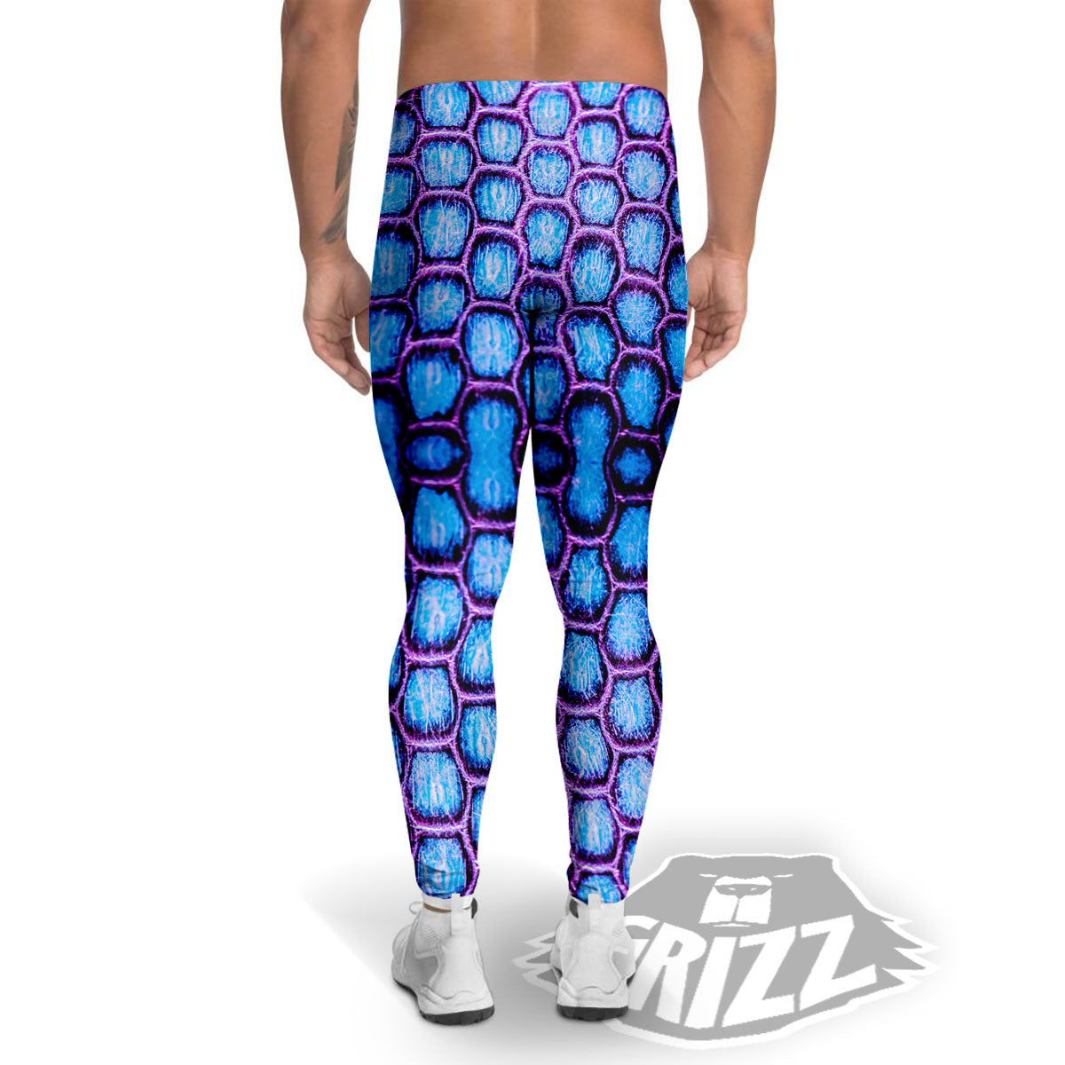 Snakeskin Blue And Purple Print Pattern Men's Leggings-grizzshop