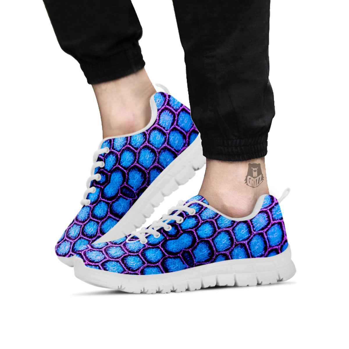 Snakeskin Blue And Purple Print Pattern White Sneaker-grizzshop