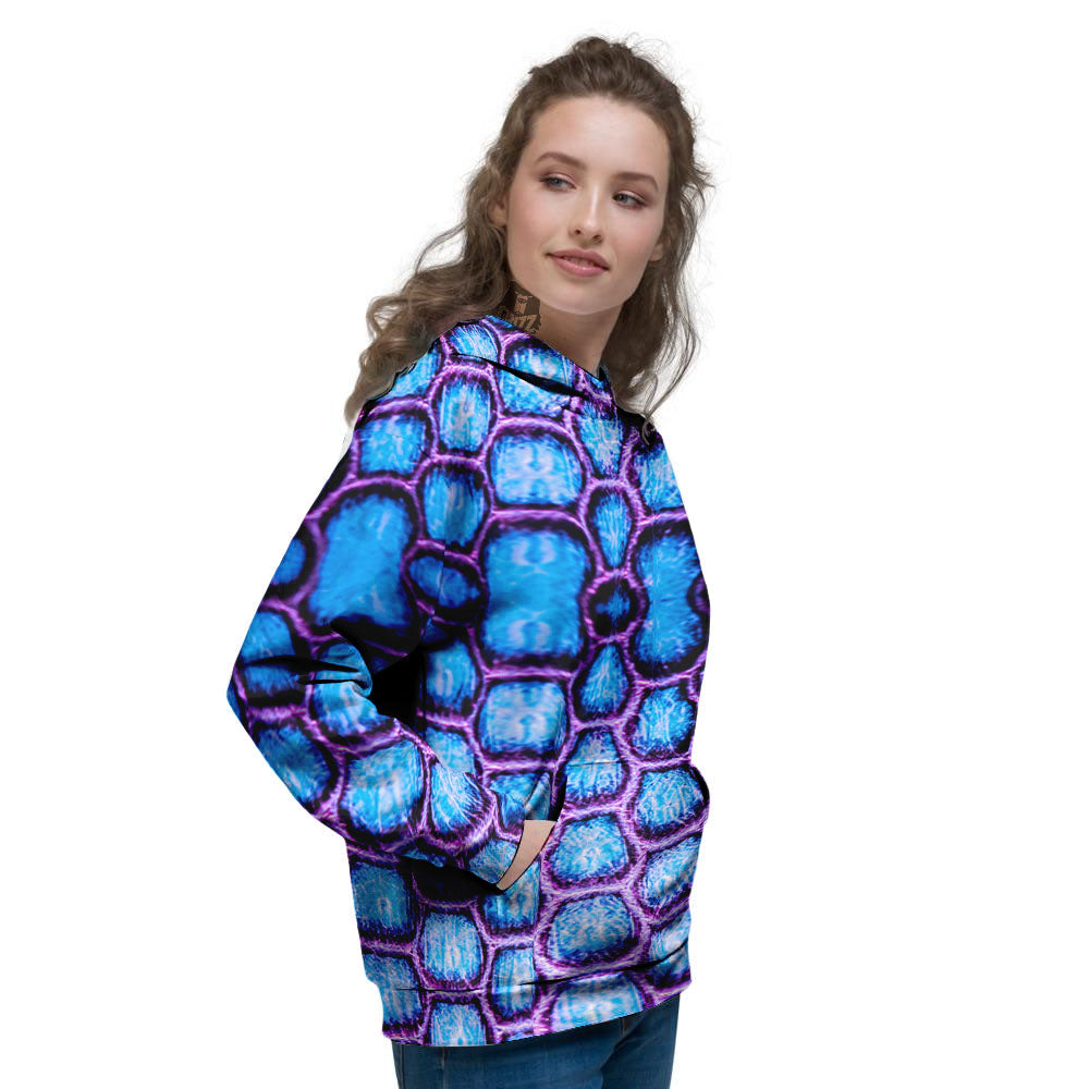 Snakeskin Blue And Purple Print Pattern Women's Hoodie-grizzshop