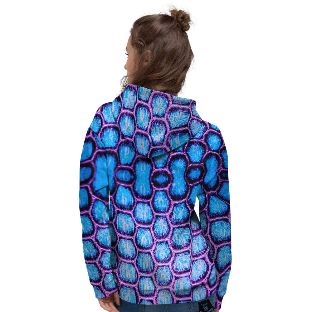 Snakeskin Blue And Purple Print Pattern Women's Hoodie-grizzshop