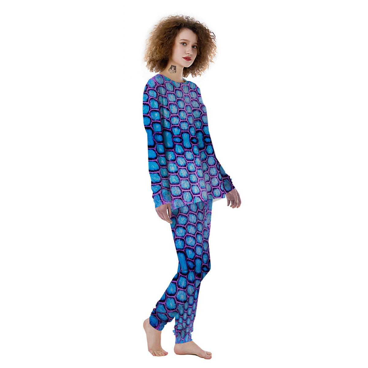 Snakeskin Blue And Purple Print Pattern Women's Pajamas-grizzshop