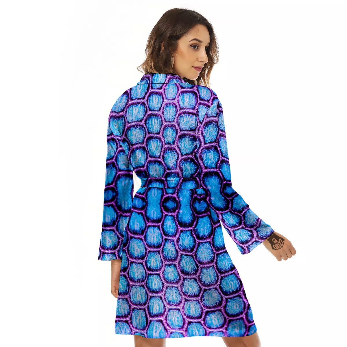 Snakeskin Blue And Purple Print Pattern Women's Robe-grizzshop