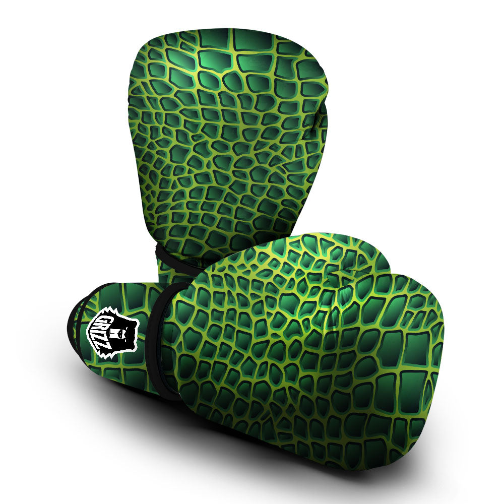 Snakeskin Green Print Boxing Gloves-grizzshop