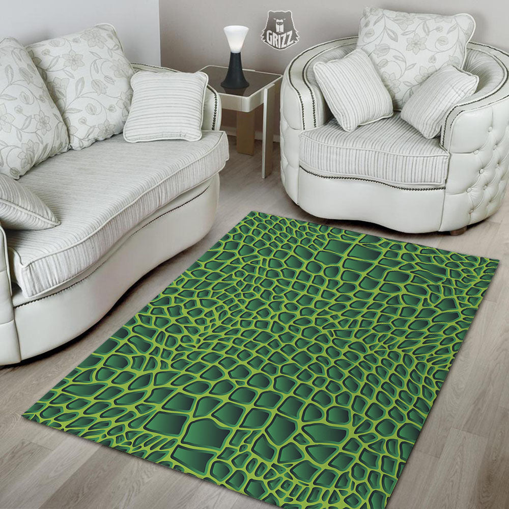 Snakeskin Green Print Floor Mat-grizzshop