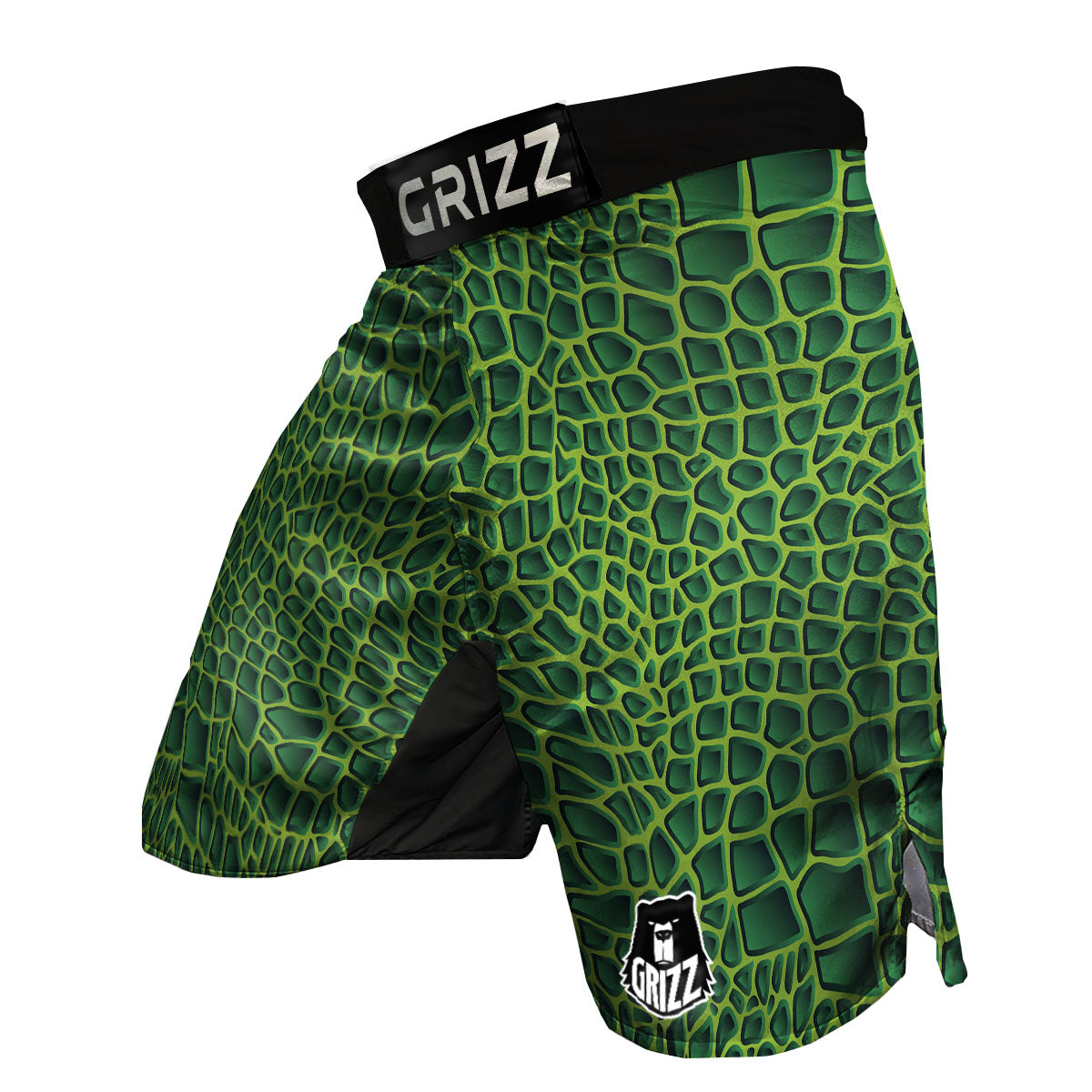 Snakeskin Green Print MMA Shorts-grizzshop