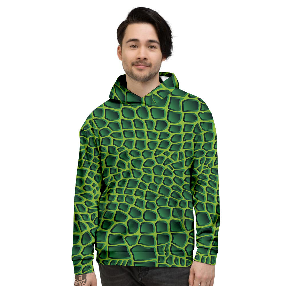 Snakeskin Green Print Men's Hoodie-grizzshop