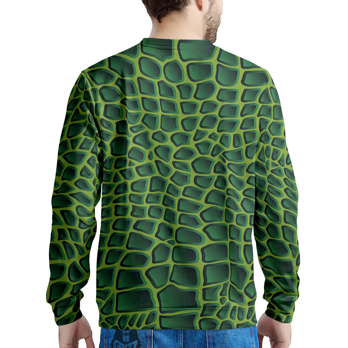 Snakeskin Green Print Men's Sweatshirt-grizzshop