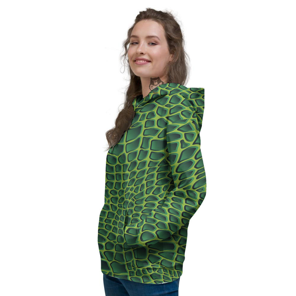 Snakeskin Green Print Women's Hoodie-grizzshop