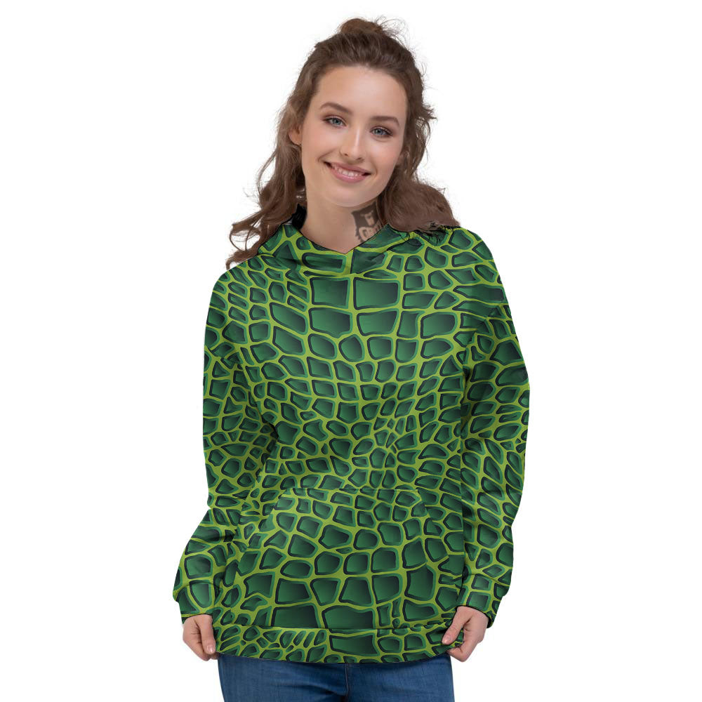 Snakeskin Green Print Women's Hoodie-grizzshop