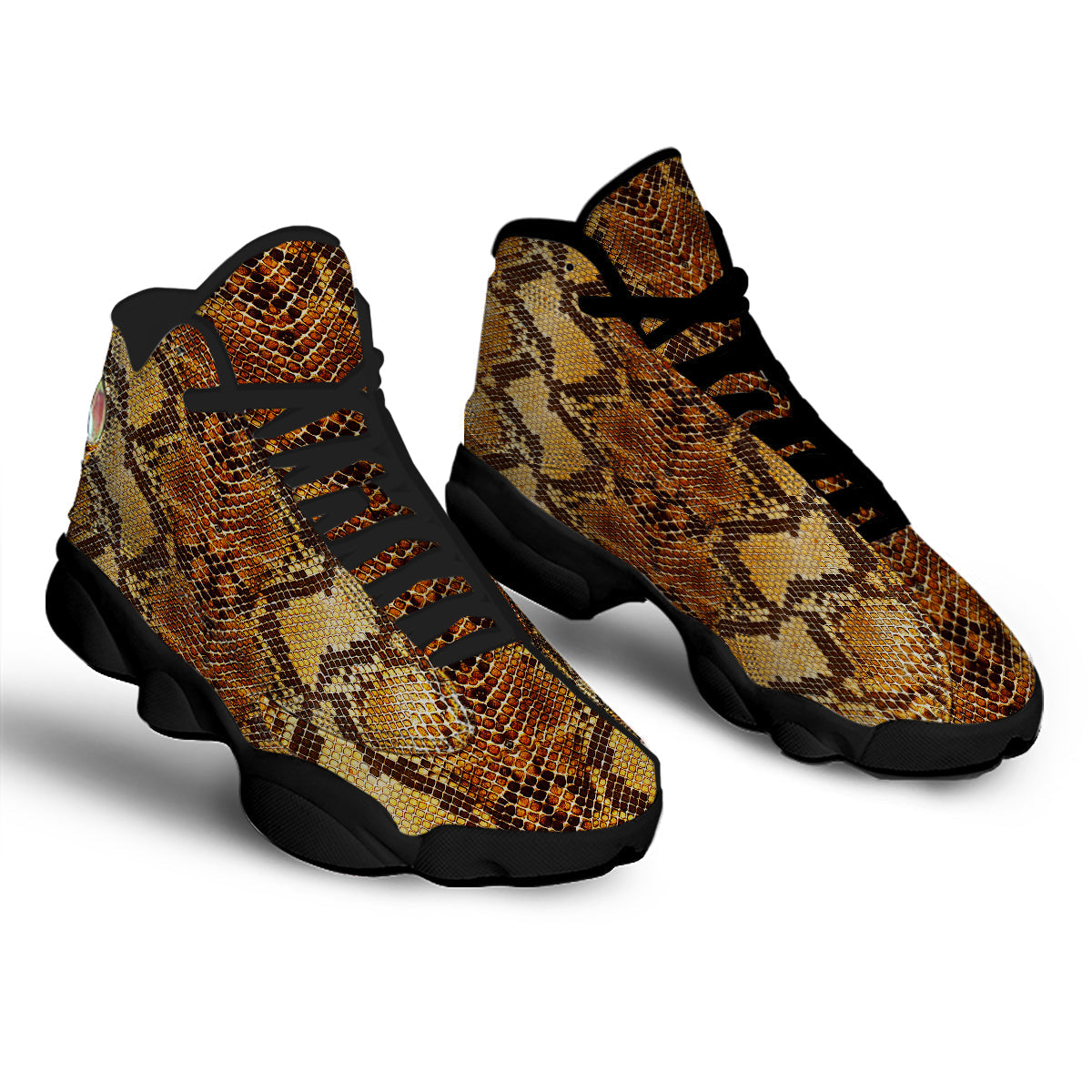 Snakeskin Leathers Print Black Basketball Shoes-grizzshop