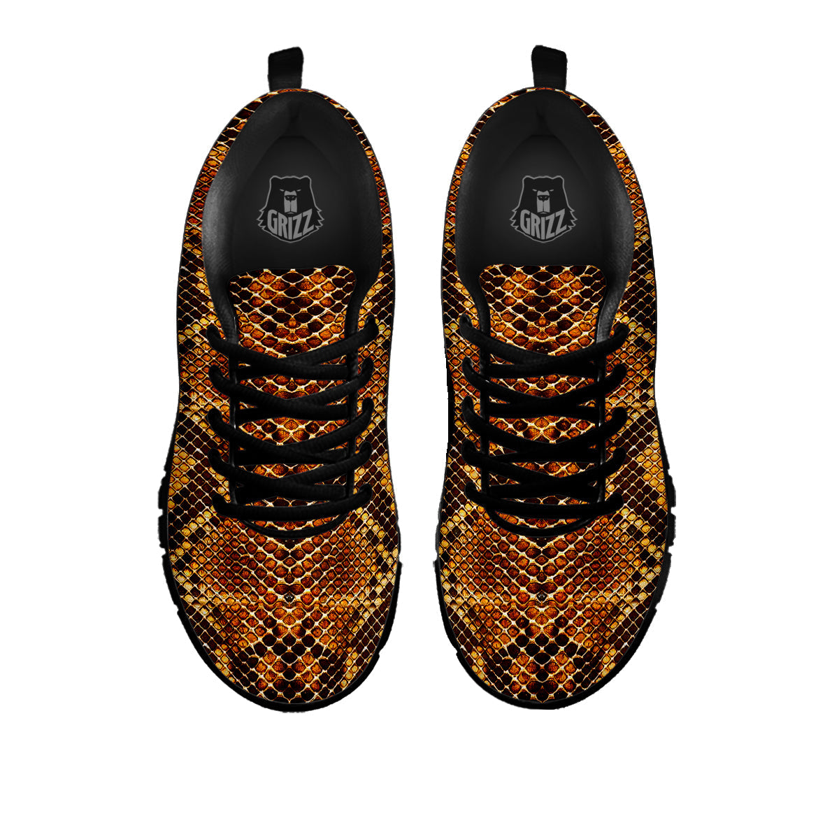 Snakeskin Leathers Print Black Sneaker-grizzshop