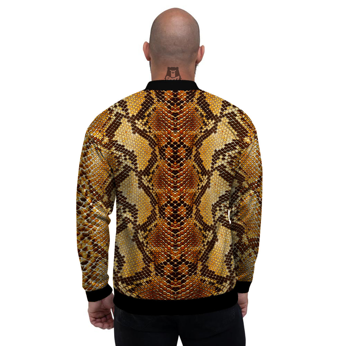 Snakeskin Leathers Print Men's Bomber Jacket-grizzshop