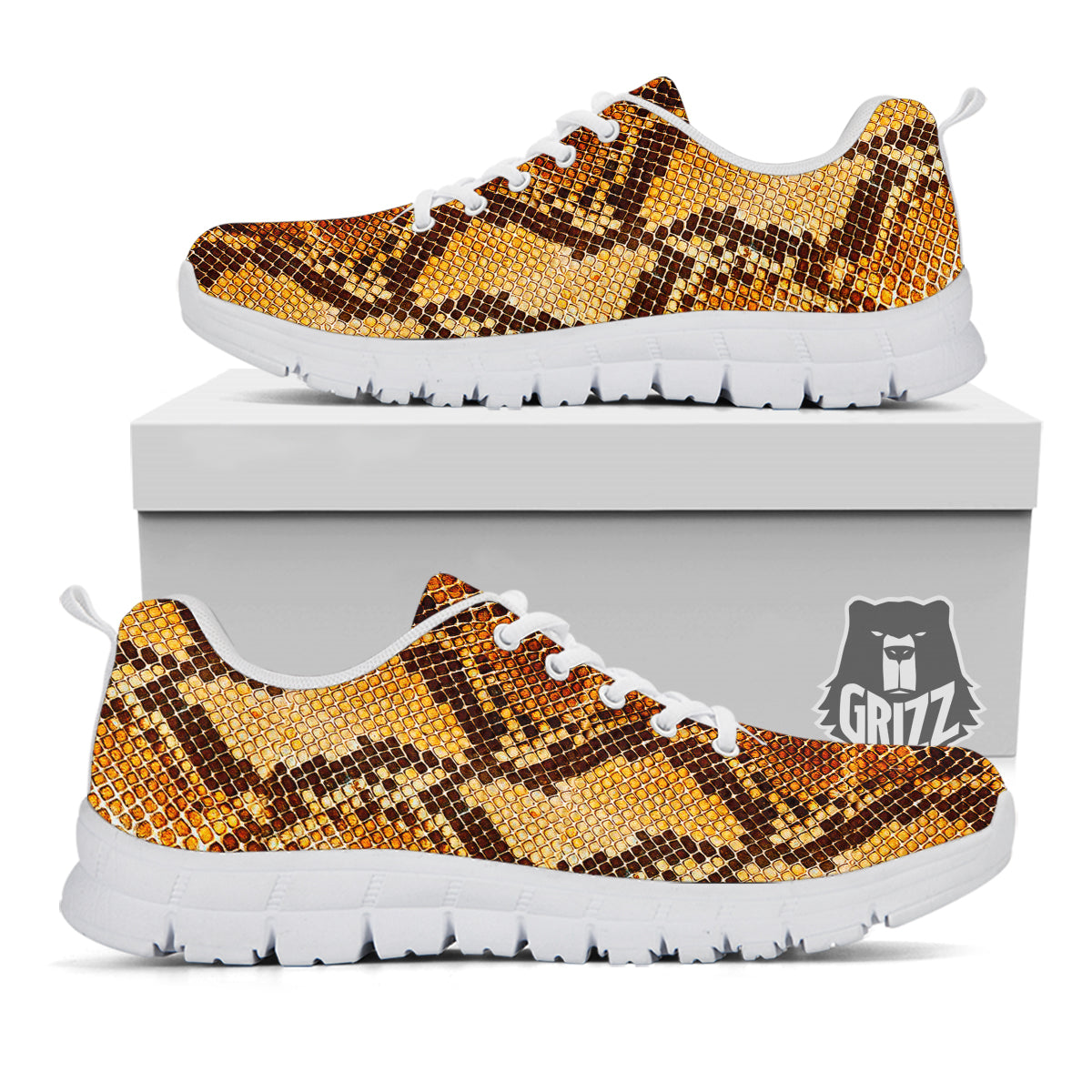 Snakeskin Leathers Print White Sneaker-grizzshop