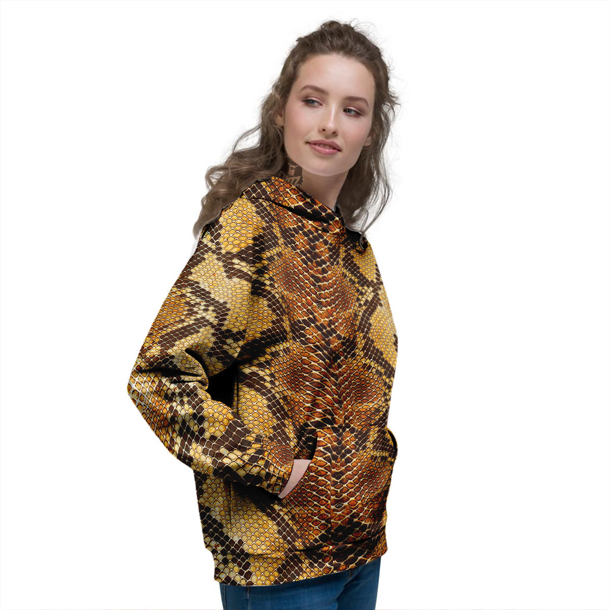 Snakeskin Leathers Print Women's Hoodie-grizzshop