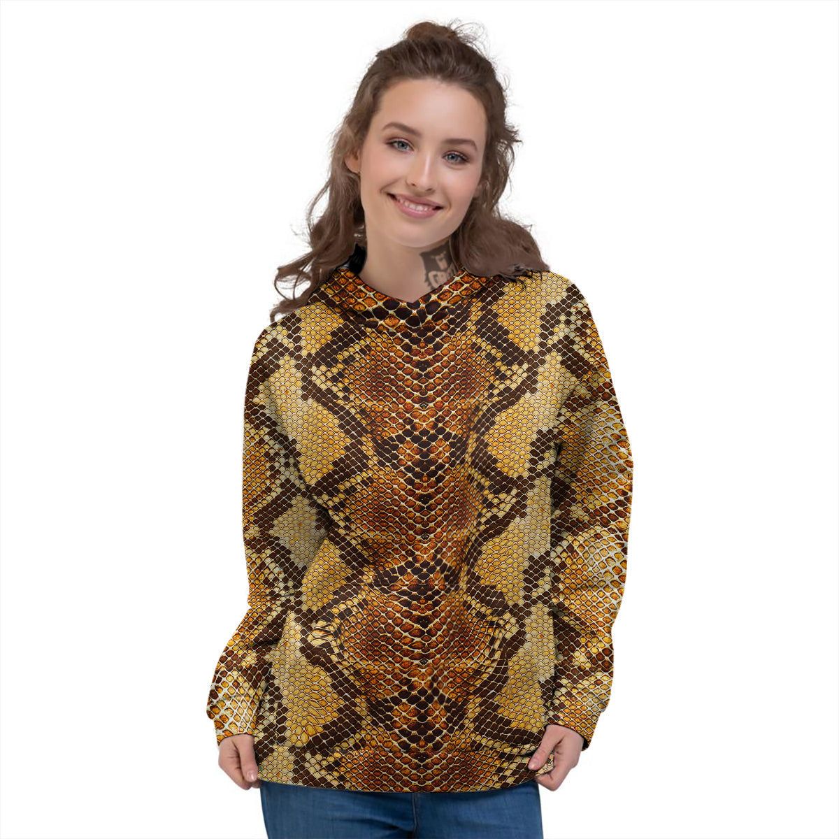 Snakeskin Leathers Print Women's Hoodie-grizzshop