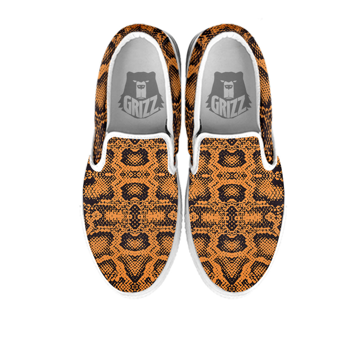 Snakeskin Orange Print Pattern White Slip On Shoes-grizzshop