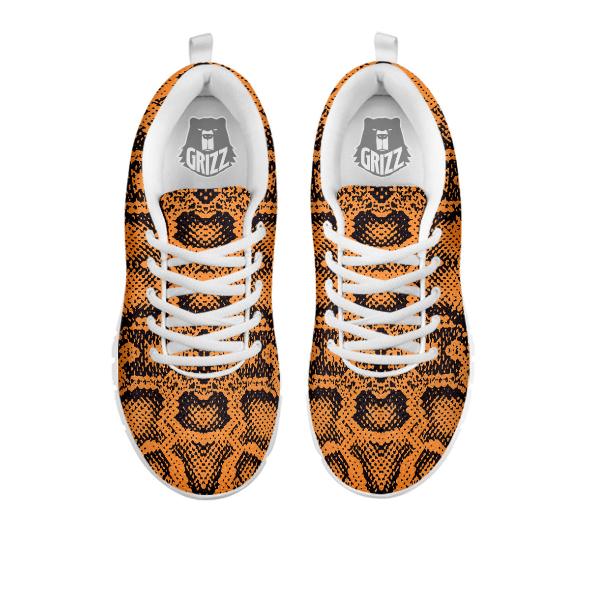 Snakeskin Orange Print Pattern White Sneaker-grizzshop