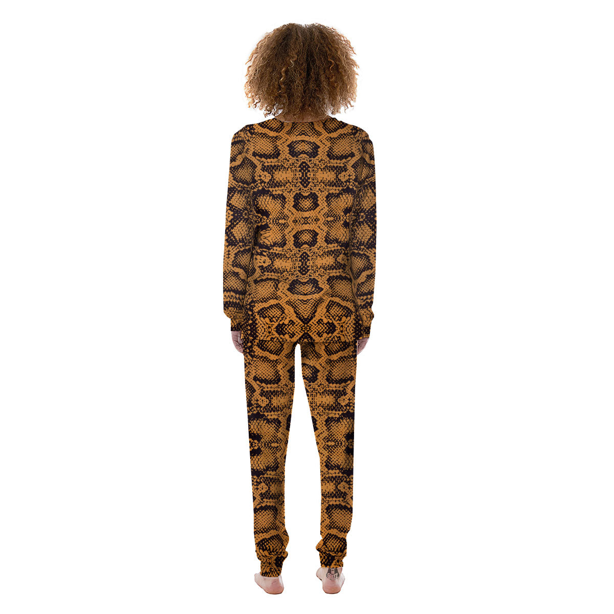 Snakeskin Orange Print Pattern Women's Pajamas-grizzshop