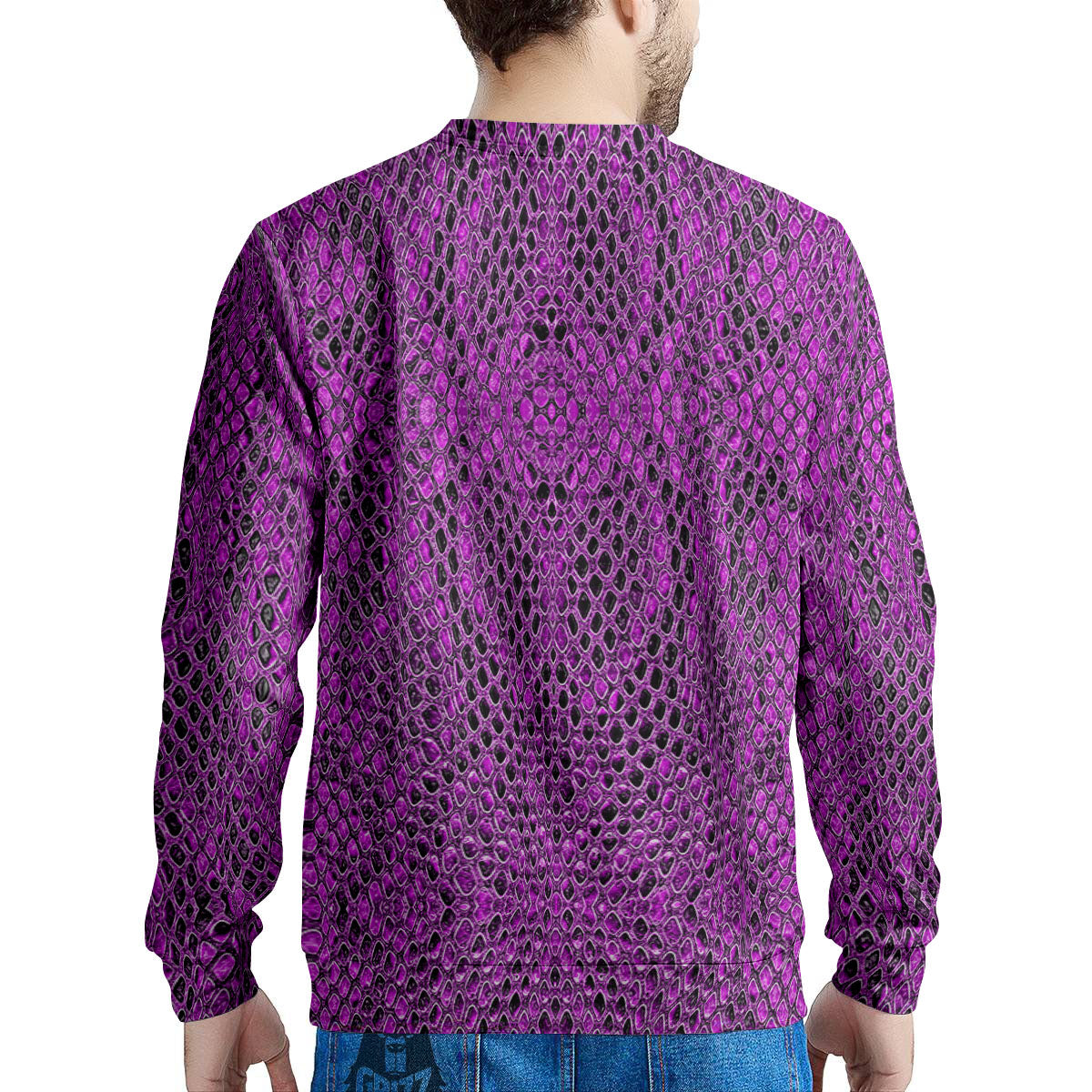 Snakeskin Purple Print Pattern Men's Sweatshirt-grizzshop