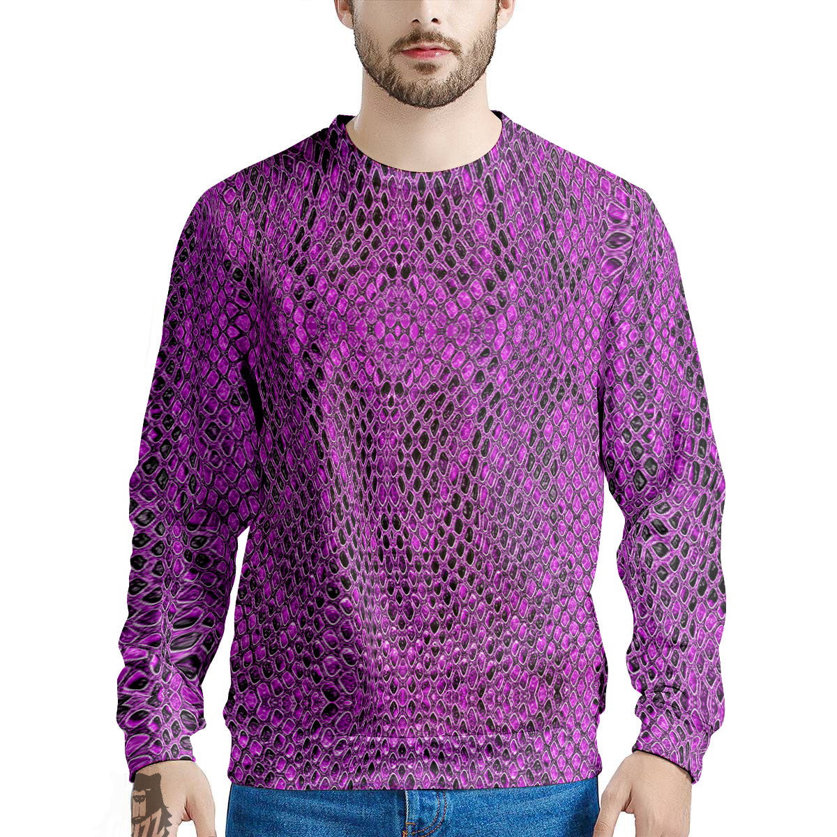 Snakeskin Purple Print Pattern Men's Sweatshirt-grizzshop