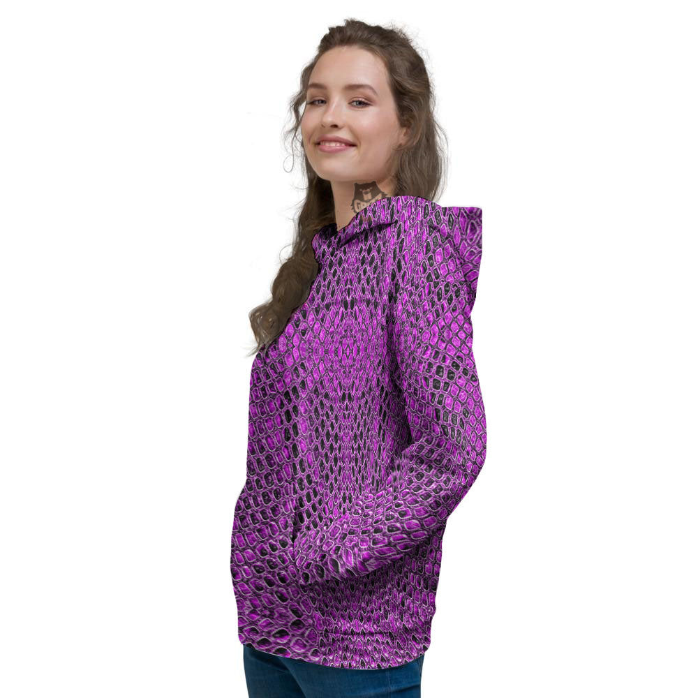 Snakeskin Purple Print Pattern Women's Hoodie-grizzshop