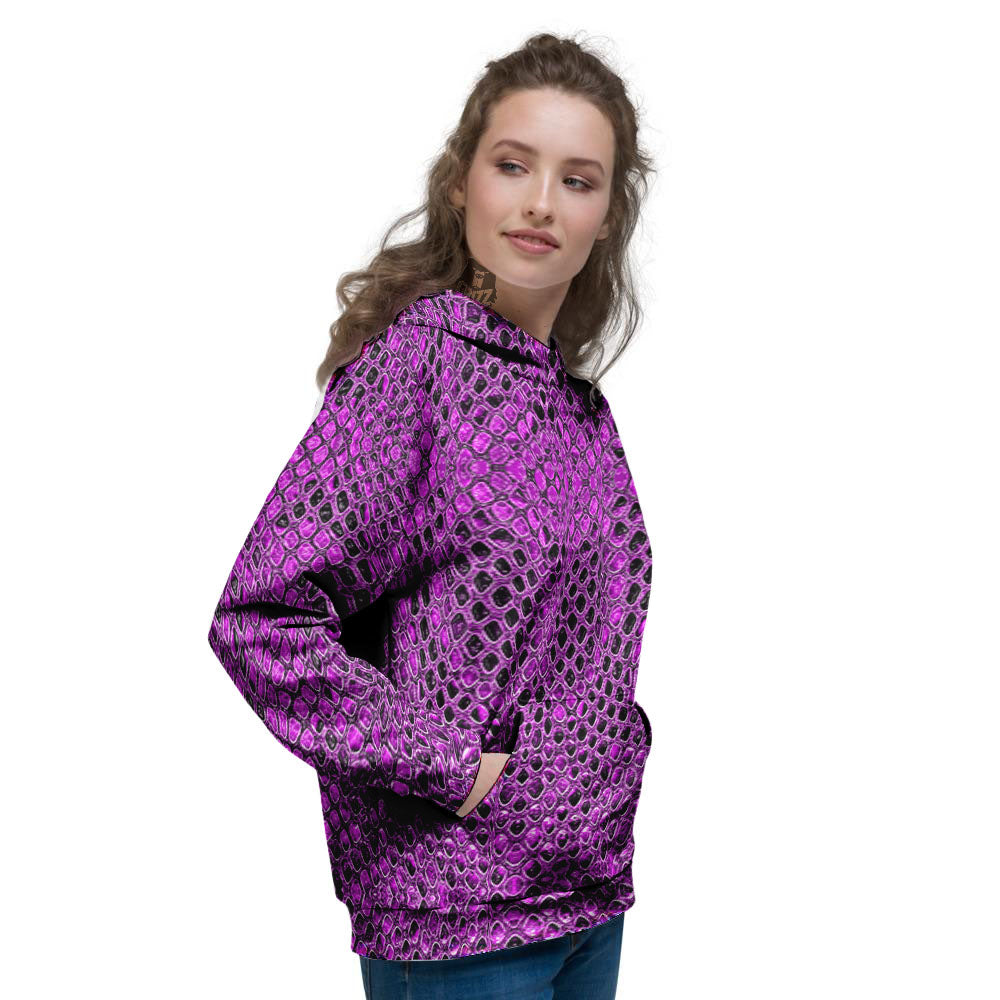 Snakeskin Purple Print Pattern Women's Hoodie-grizzshop
