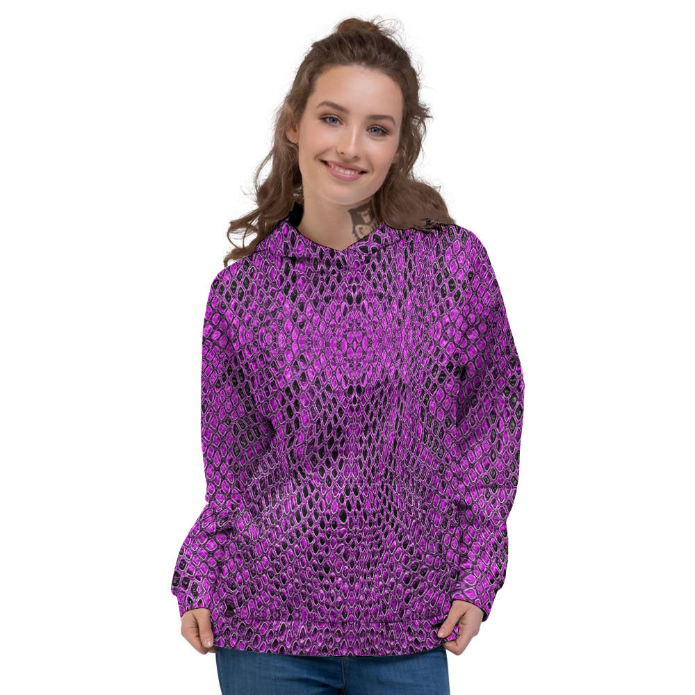 Snakeskin Purple Print Pattern Women's Hoodie-grizzshop