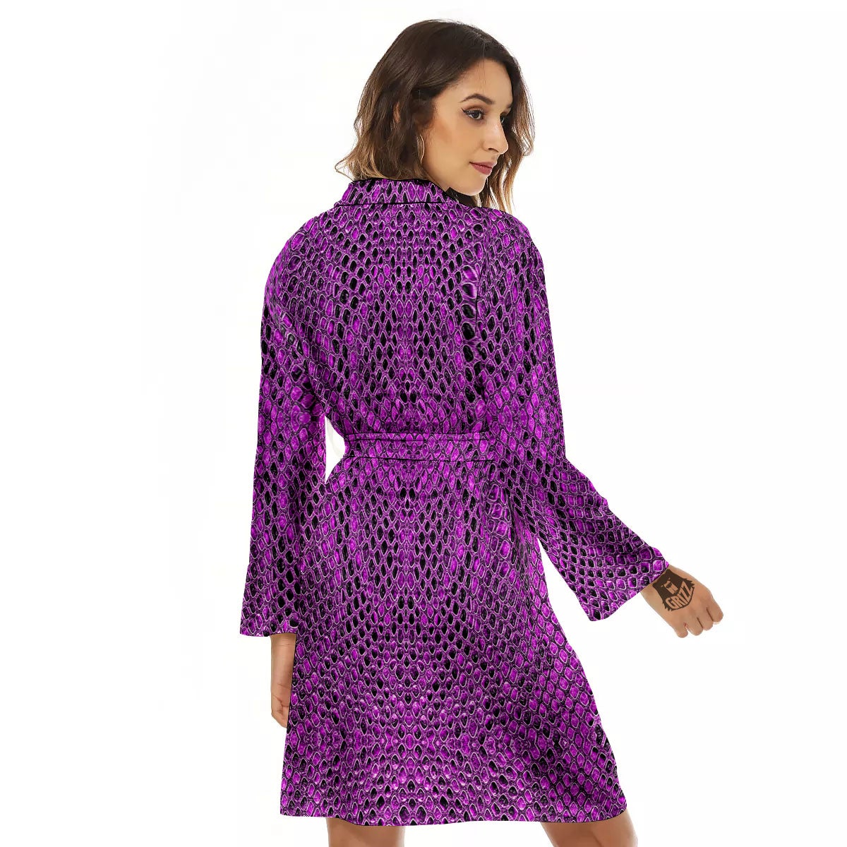 Snakeskin Purple Print Pattern Women's Robe-grizzshop