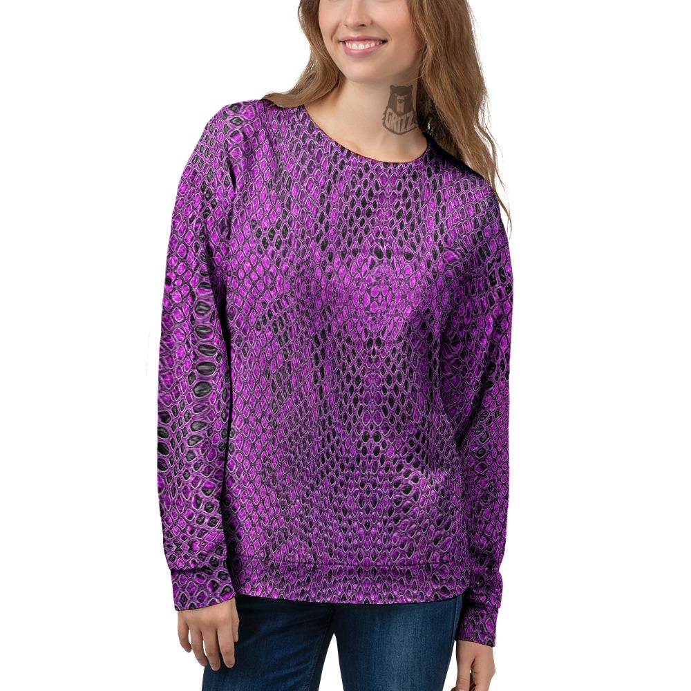 Snakeskin Purple Print Pattern Women's Sweatshirt-grizzshop