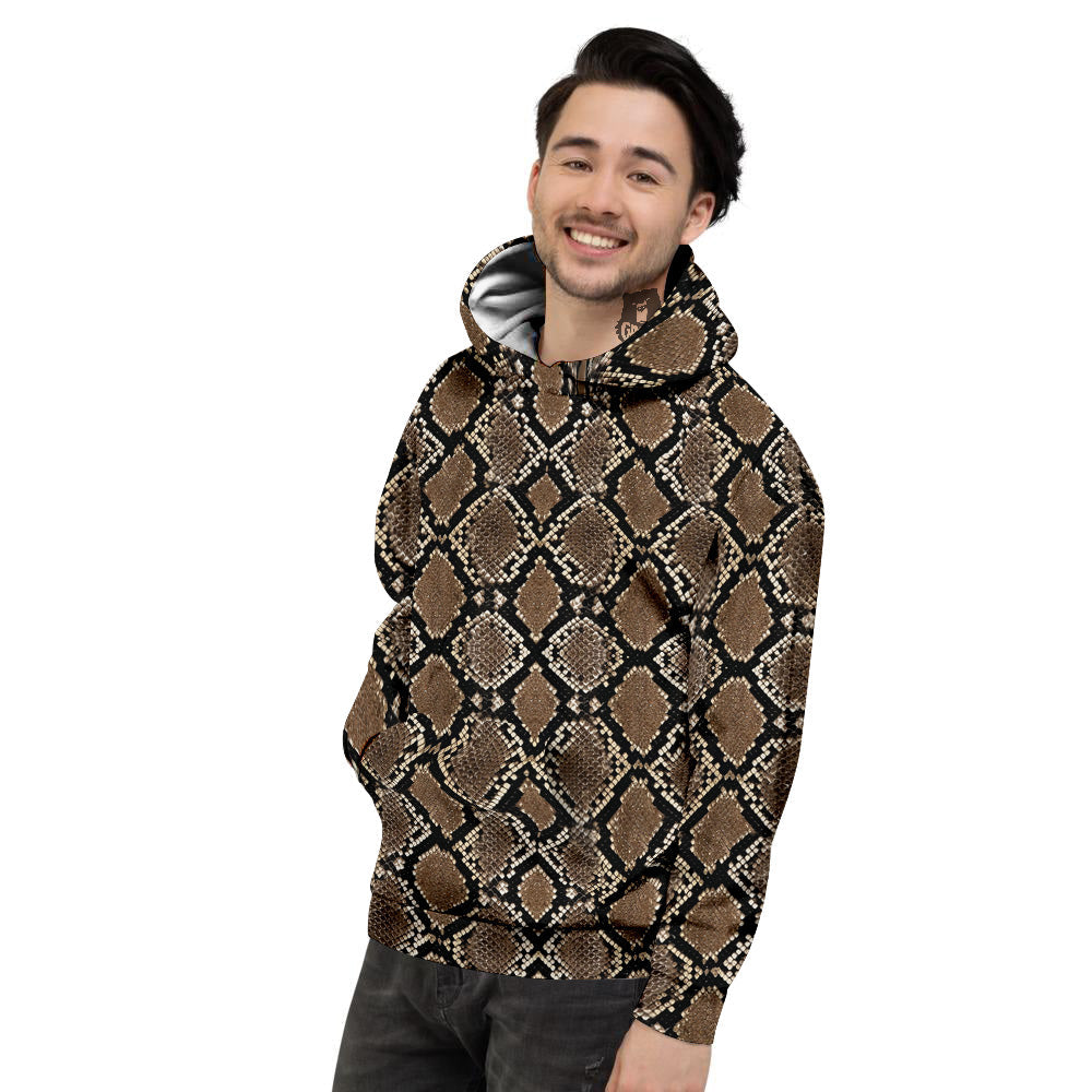 Snakeskin Python Brown Print Men's Hoodie-grizzshop