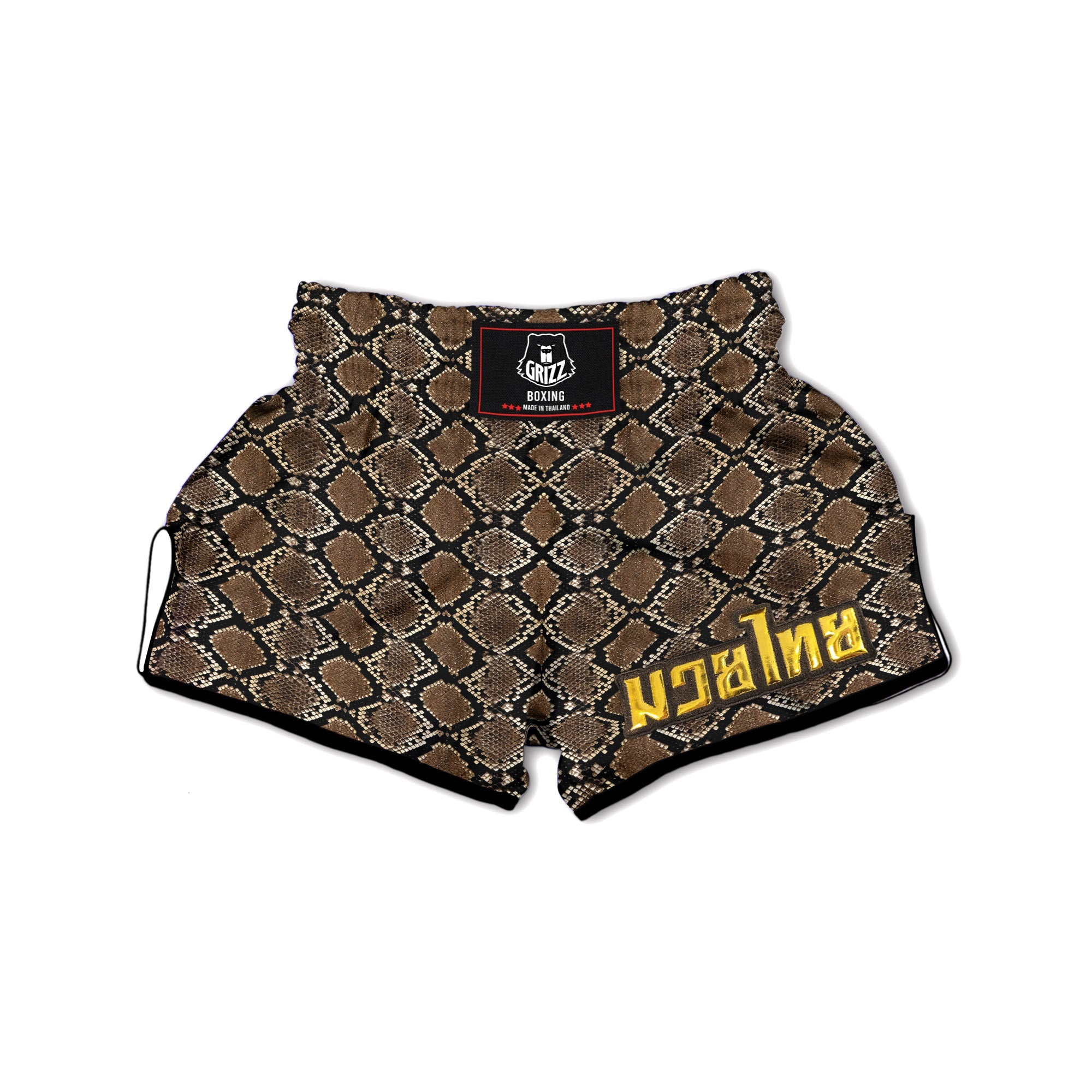 Snakeskin Python Brown Print Muay Thai Boxing Shorts-grizzshop