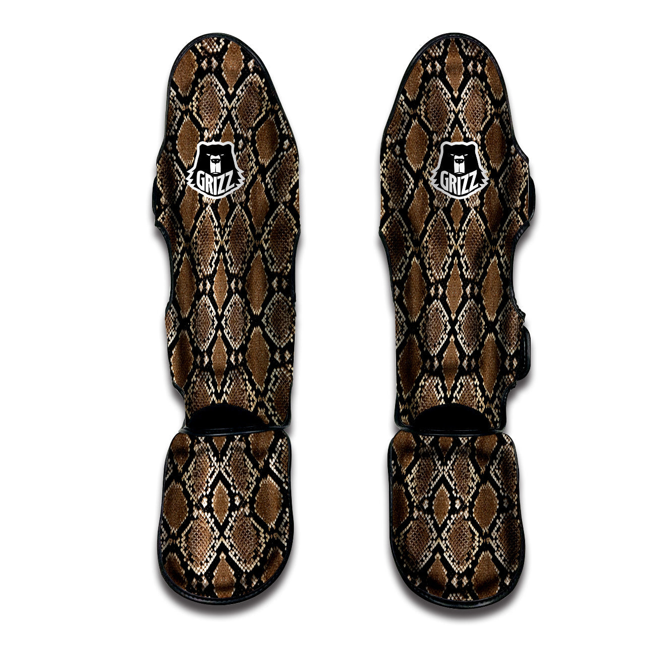 Snakeskin Python Brown Print Muay Thai Shin Guards-grizzshop