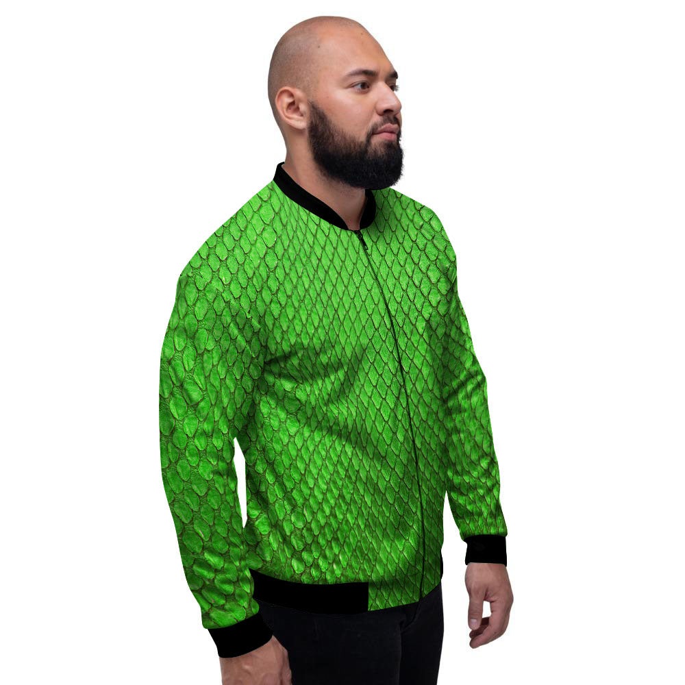 Snakeskin Python Green Print Men's Bomber Jacket-grizzshop