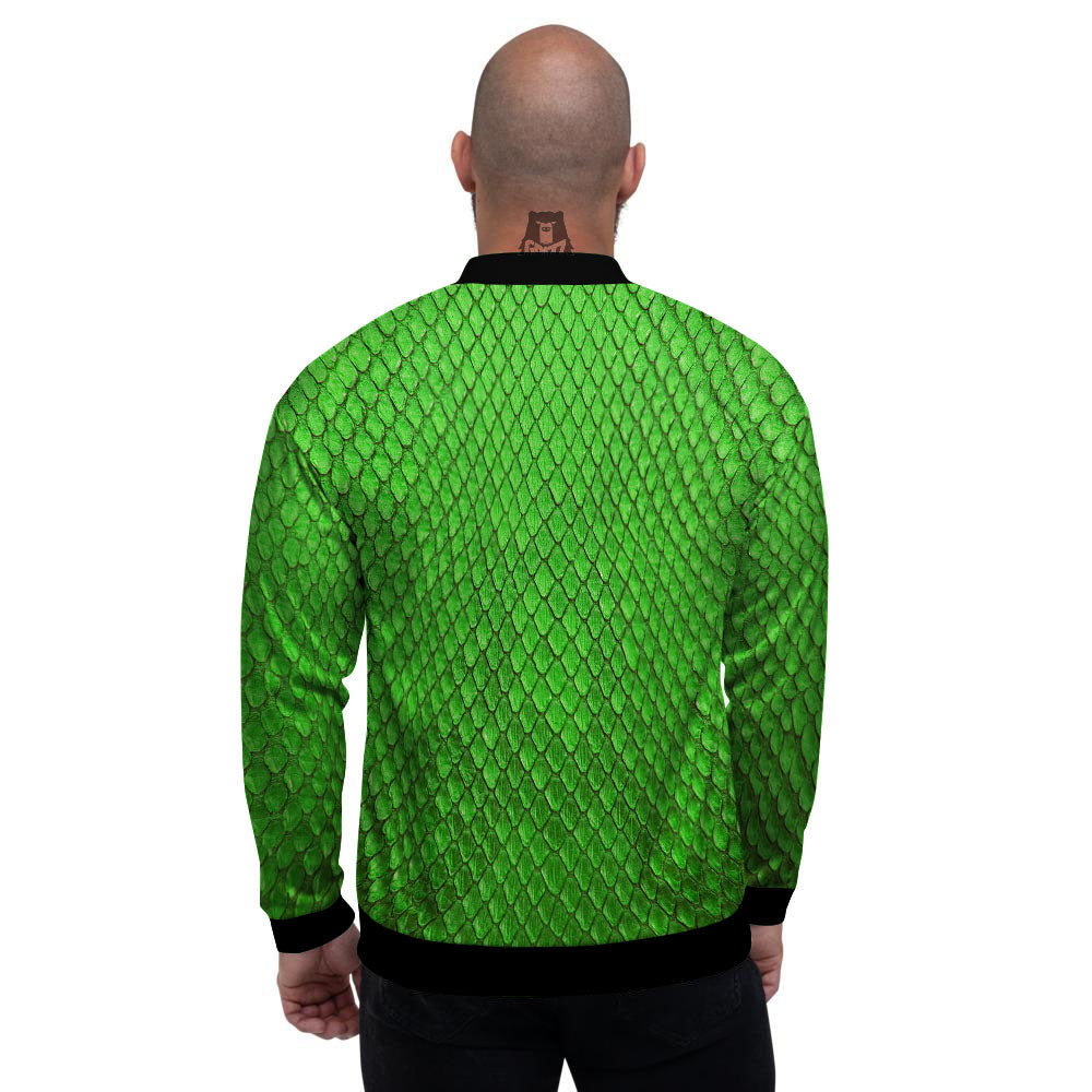 Snakeskin Python Green Print Men's Bomber Jacket-grizzshop