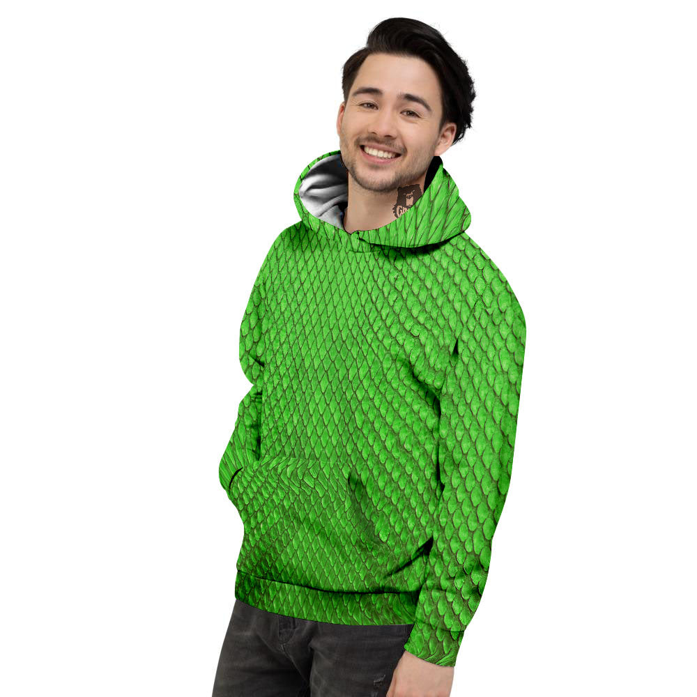 Snakeskin Python Green Print Men's Hoodie-grizzshop