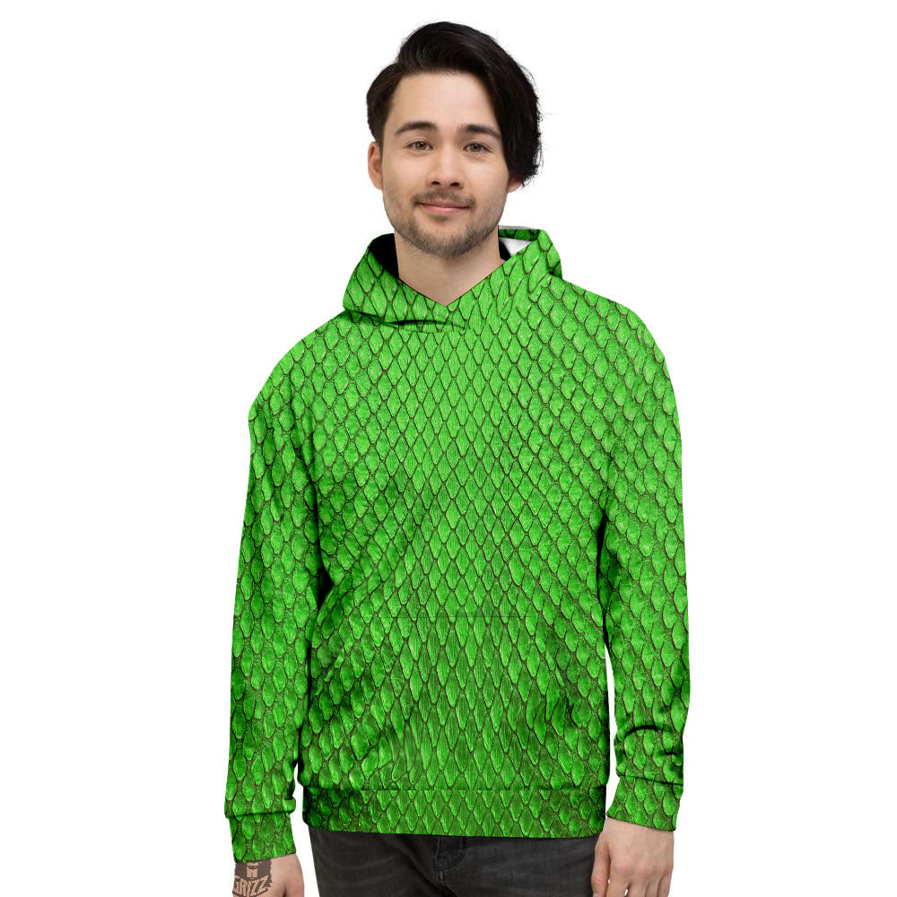Snakeskin Python Green Print Men's Hoodie-grizzshop