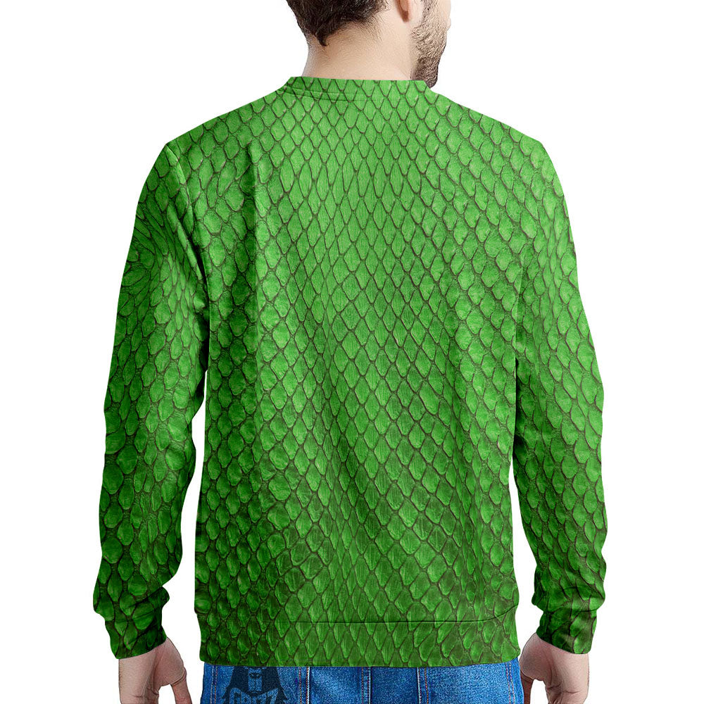Snakeskin Python Green Print Men's Sweatshirt-grizzshop
