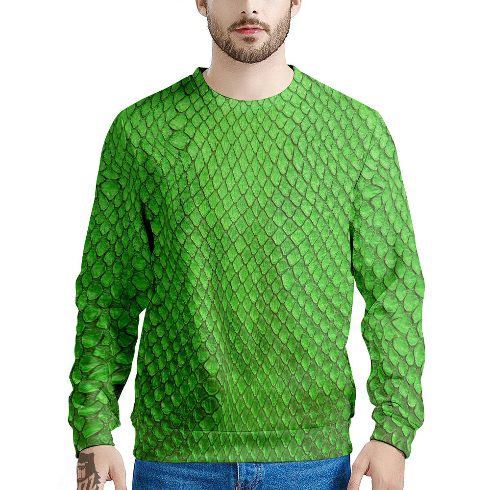 Snakeskin Python Green Print Men's Sweatshirt-grizzshop