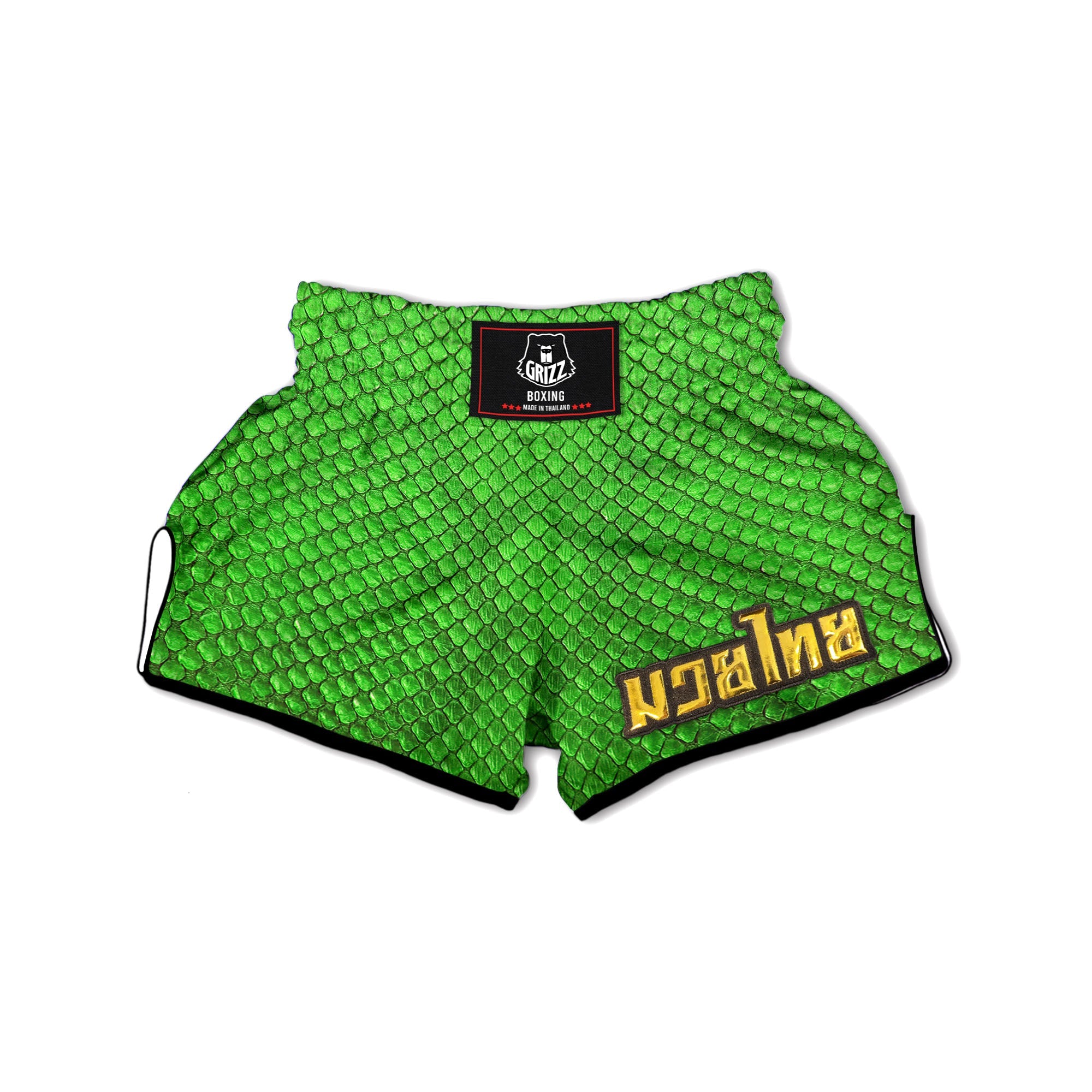 Snakeskin Python Green Print Muay Thai Boxing Shorts-grizzshop
