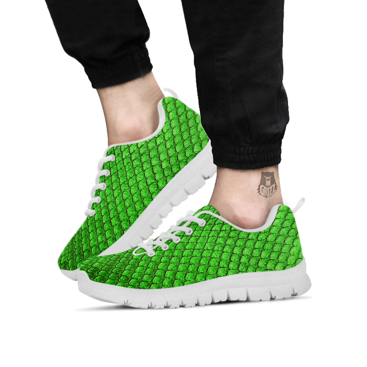 Snakeskin Python Green Print White Sneaker-grizzshop