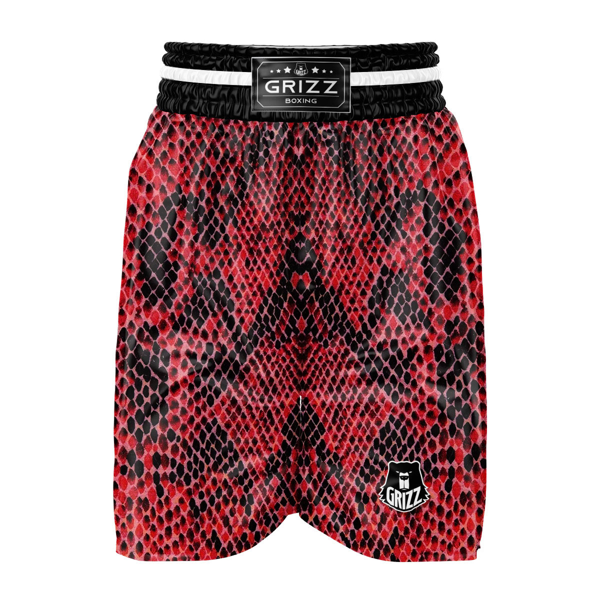 Snakeskin Python Red Print Boxing Shorts-grizzshop
