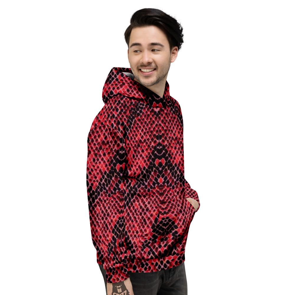 Snakeskin Python Red Print Men's Hoodie-grizzshop